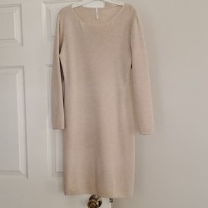 Chic Long Sleeve Beige Dress